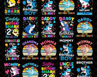 Familie van de verjaardag haai png-bundel, papa oma zus mama broer opa verjaardag png, verjaardagsfeestje 2025, cadeau voor moeder vader png