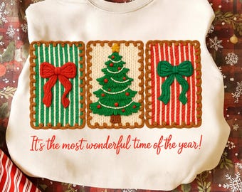 Preppy kerst, png, retro It's the most wonderful time of the year png coquette, kerstkrabbelontwerp, digitaal bestand