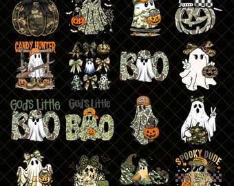 Camo Halloween-spookbundel png, kawaii camo jager png, camo pompoenontwerp voor kinderen, camo halloween png, camouflagepompoen png
