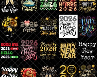 Gelukkig nieuwjaar 2026 png-bundel, nieuwjaar png, hallo 2026, nieuwjaarsachtergrond, nieuwjaarsfoto-overlay 2026, afdrukbaar 2026, goud 2026-afbeelding