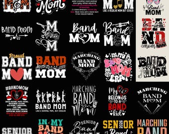 Band moeder png-bundel, marching band senior moeder 2026 citaten, trotse muziek moeder tijdperk marching seizoen shirt digitale download sublimatie