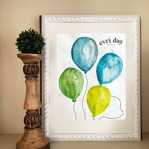 Celebrate! (Digital Download) Birthday art, New Year&#39;s art, watercolor balloons