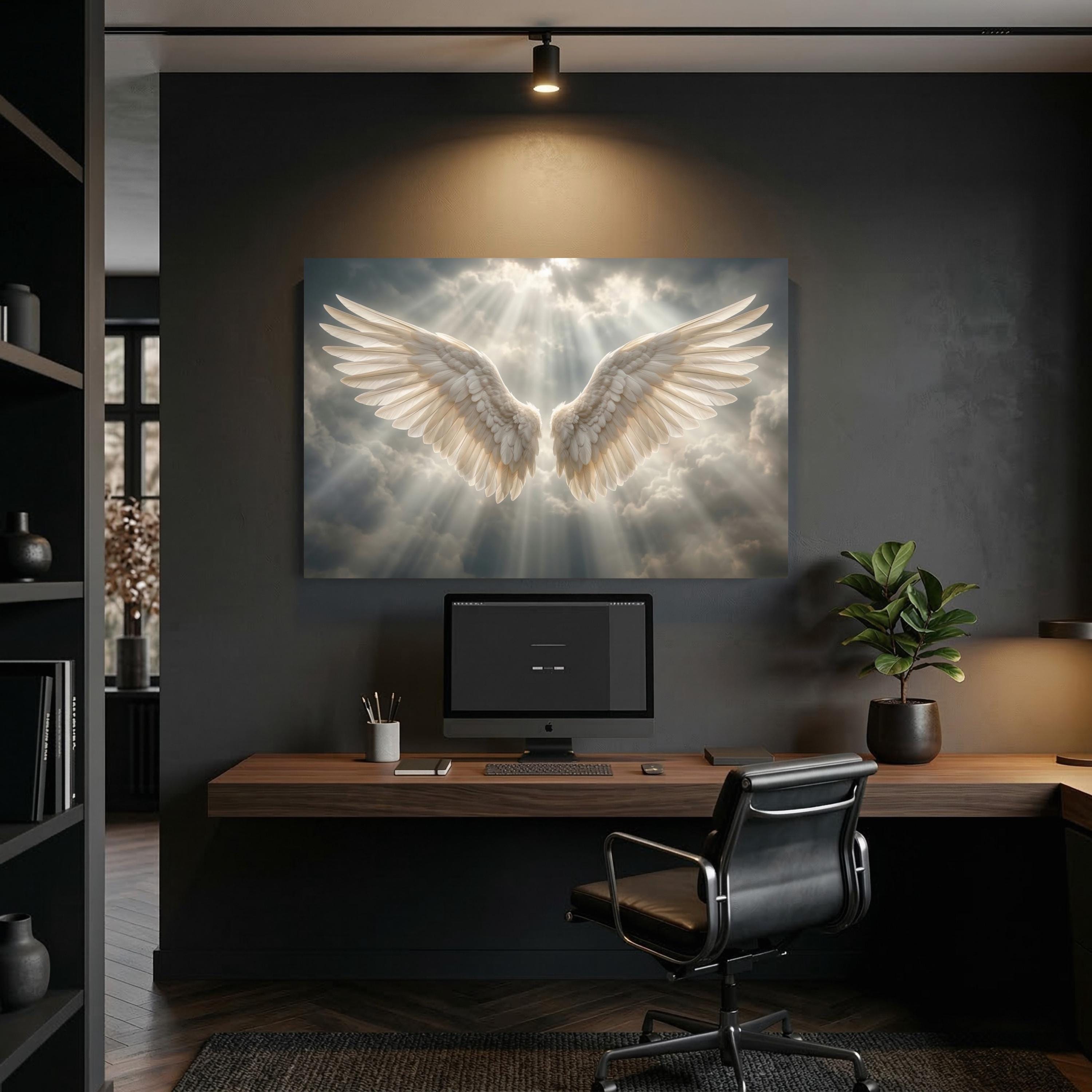 Angel Wings Wall Art Canvas Print Heavenly Light Spiritual Decor ...