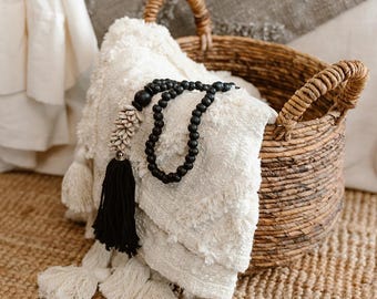 Wooden Bead Tassel Arjuna – handmade boho home decor from Bali (set of 2)