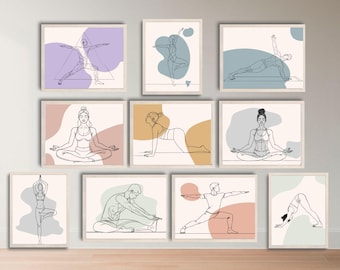 Minimalist Yoga Art Prints: Wellness Studio Decor (Digital Download)