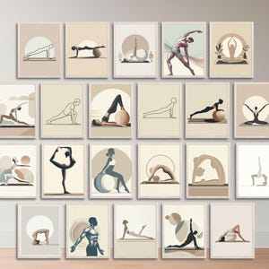 Láminas minimalistas de yoga y pilates: Arte moderno de fitness (descarga digital)
