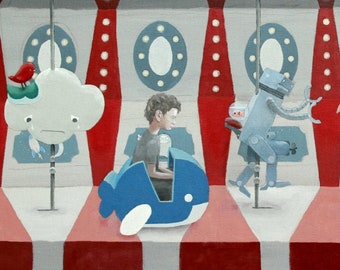 The Curious Carousel. Print of an original acrylic painting