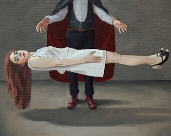 magician art - Lighter Than Air - Print of an original surreal oil painting