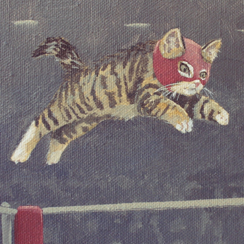 Luchador Kitty. print of an original acrylic painting image 2