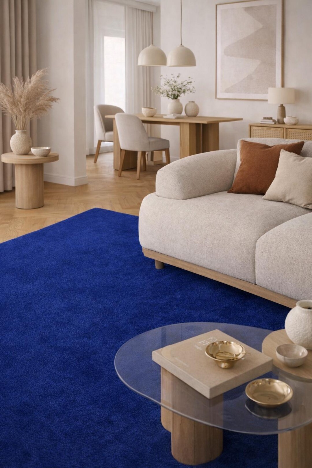 Royal Blue Area Rug | Modern Minimalist Blue Carpet | Soft Plush Living ...