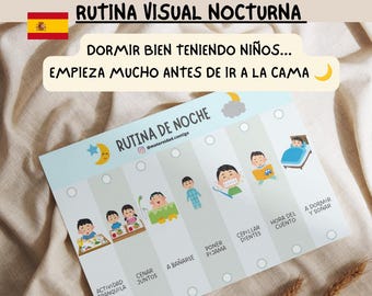 Bedtime Routine Chart for Kids in Spanish | Printable Visual Night Schedule | Montessori Evening Routine Toddler | PDF Instant Download