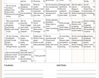 Printable monthly planner/minimalist to do list/A4 letter PDF