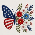 Patriotic Butterfly Embroidery Design, American Flag Floral Machine File (Digital Download) product logo