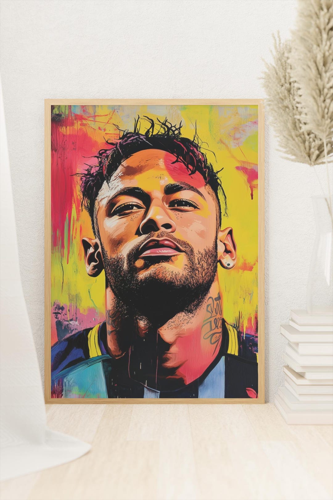 Neymar Jr Wall Art Colourful Abstract Soccer Portrait Vibrant Sports 