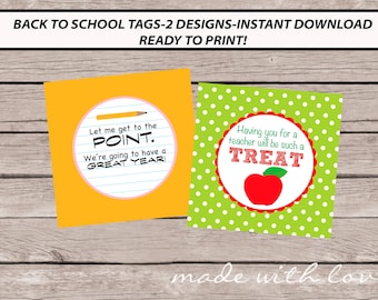 Back to School tags, print yourself digital download