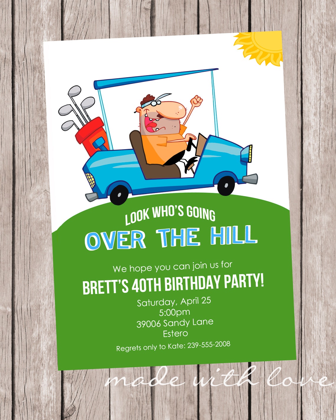 Over the Hill A Party Invitation, Personalized and Printable, 5x7 - Etsy