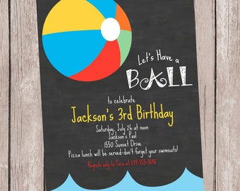 Let's Have a Ball Party Invitation, personalized and printable, 5x7