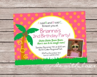 Chicka Chicka Boom Boom, A Party Invitation, personalized and printable, 5x7 with optional photo