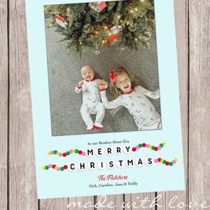 Era de Natal, um cartão com fotos de férias, personalizado e para impressão, 5x7