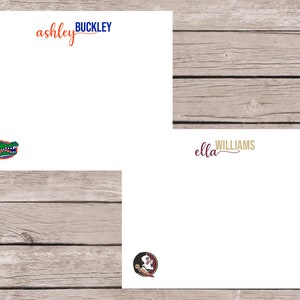 Personalized college note cards, set of 25 printed cards with envelopes