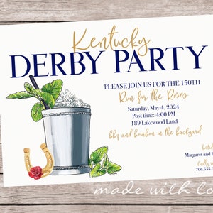 Kentucky Derby party invitation, personalized and printable, 5x7