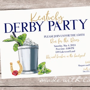 Invitación a la fiesta del Kentucky Derby, personalizada e imprimible, 5x7