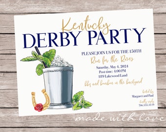 Kentucky Derby party invitation, personalized and printable, 5x7