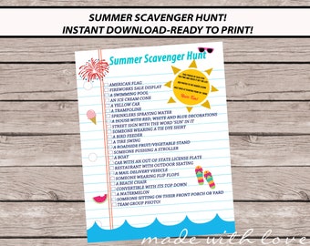 Summer Scavenger Hunt,  instant digital download