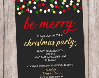 Christmas Confetti-Christmas/Holiday party invitation, 5x7, personalized and printable