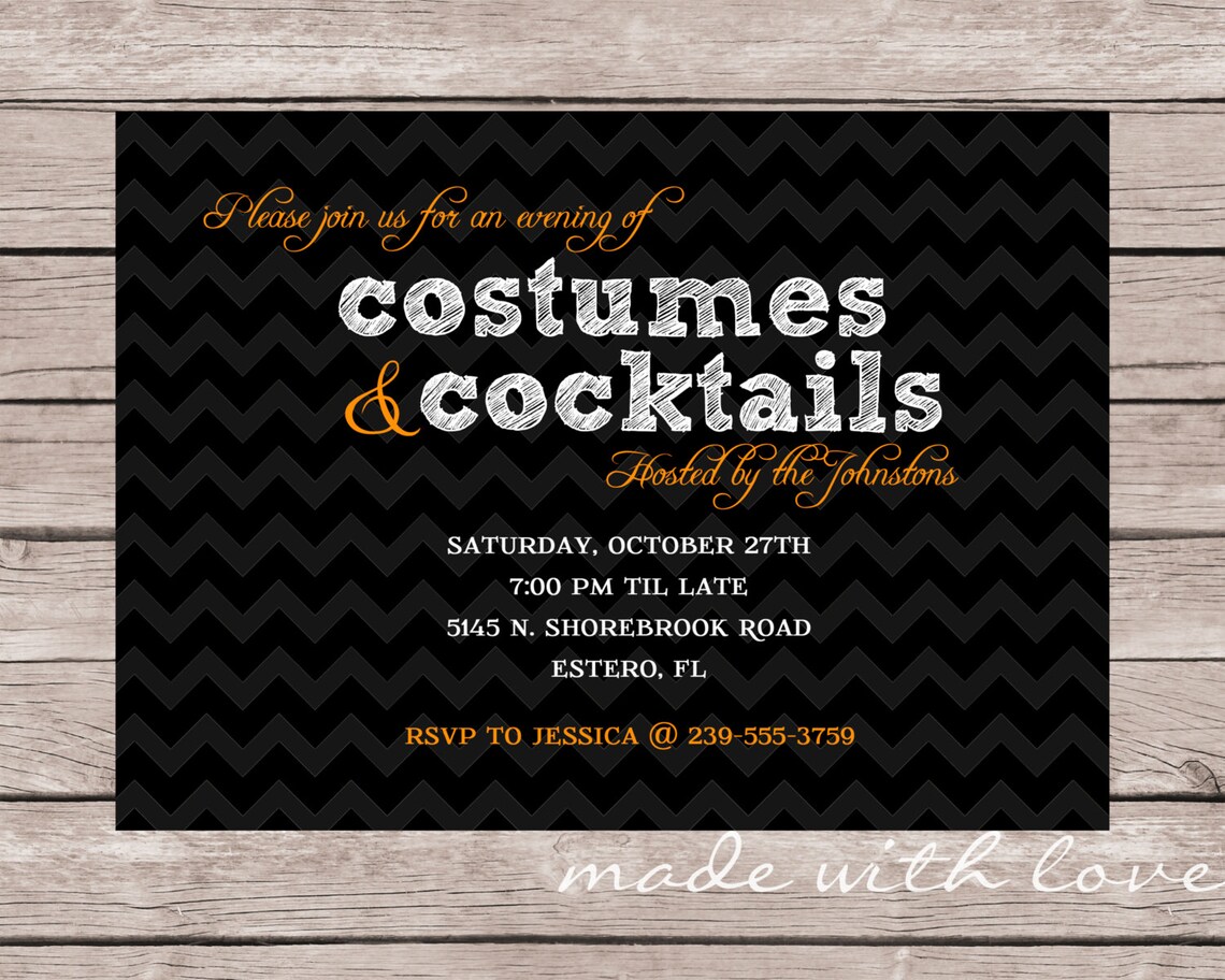Costumes and Cocktails-A 5x7 Halloween Invitation | Etsy