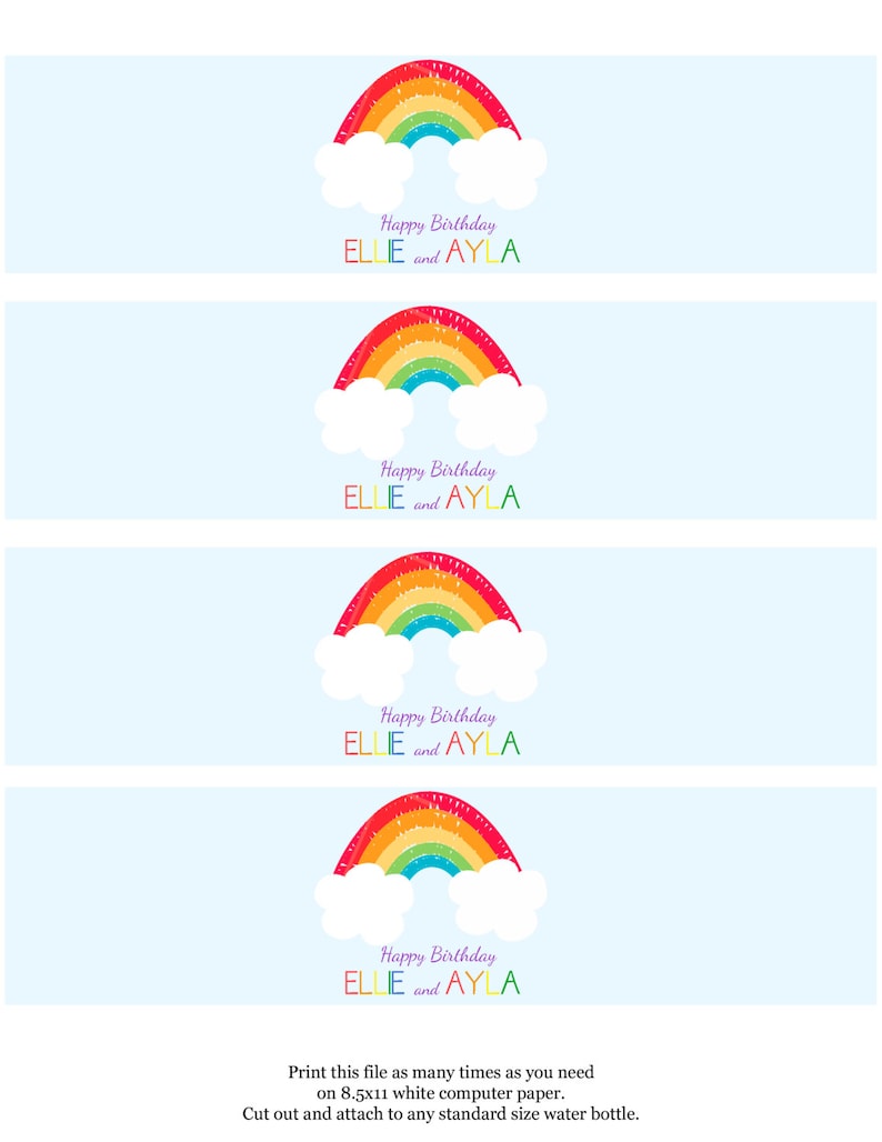 5x7 Rainbow Party Invitation personalized and printable