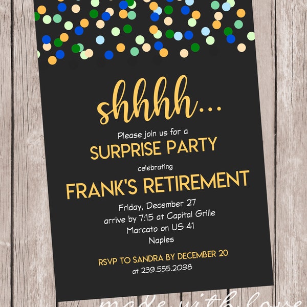 Confetti- A Party Invitation, Personalized and Printable, 5x7