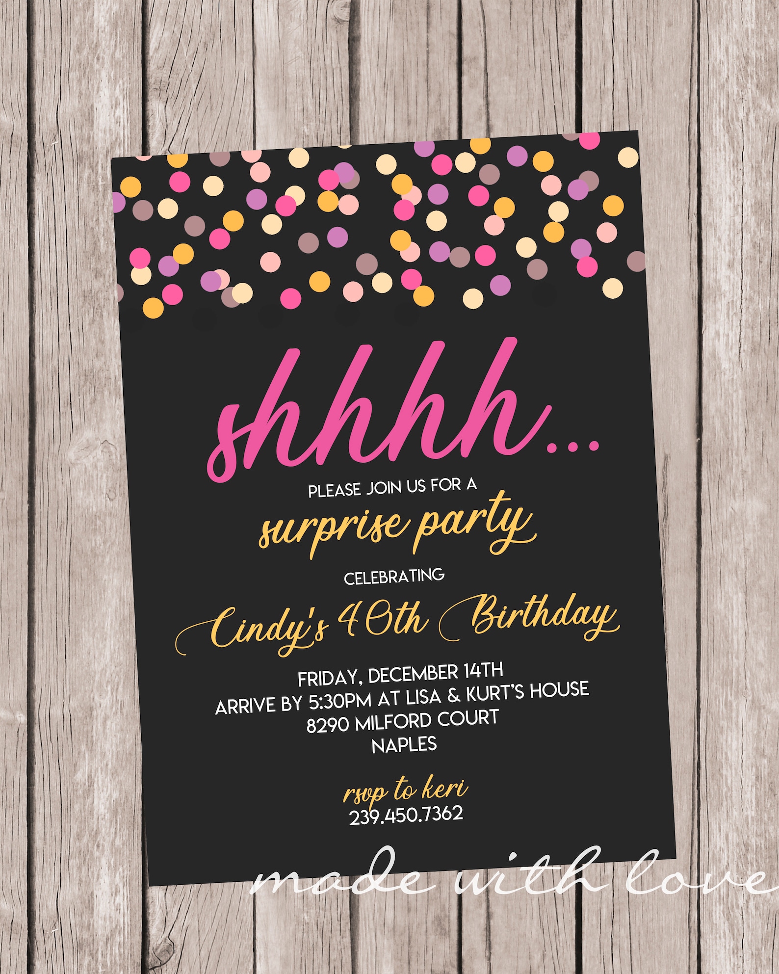 Confetti A Party Invitation, Personalized and Printable, 5x7 Etsy