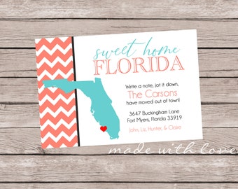 Sweet Home Florida {o il tuo stato!} -Cambio di indirizzo Card / Moving Announcement Card, 4x6