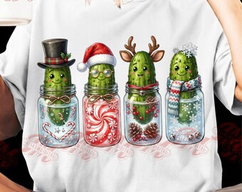 Christmas Pickle Jar PNG, Cute Festive Pickle Sublimation, Funny Pickle Christmas Shirt, Pickle Lover PNG, Holiday Season, Digital Download
