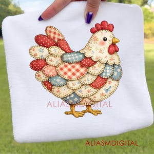 Patchwork Huhn PNG, Trendy Ostern, Cottage Core Gingham Patchwork, Ostern Frühling Patchwork PNG