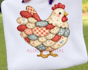 Patchwork Chicken PNG, Modny Wielkanocny, Patchwork w kratkę gingham w stylu rustykalnym, Patchwork wielkanocny wiosenny PNG