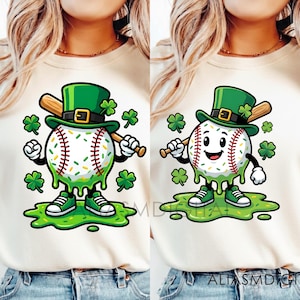 Diseño deportivo para niños con diseño de béisbol para el Día de San Patricio (descarga digital)