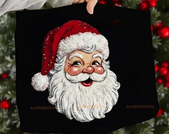 Faux Crochet Santa Face PNG, Christmas Sublimation Design (Digital Download)