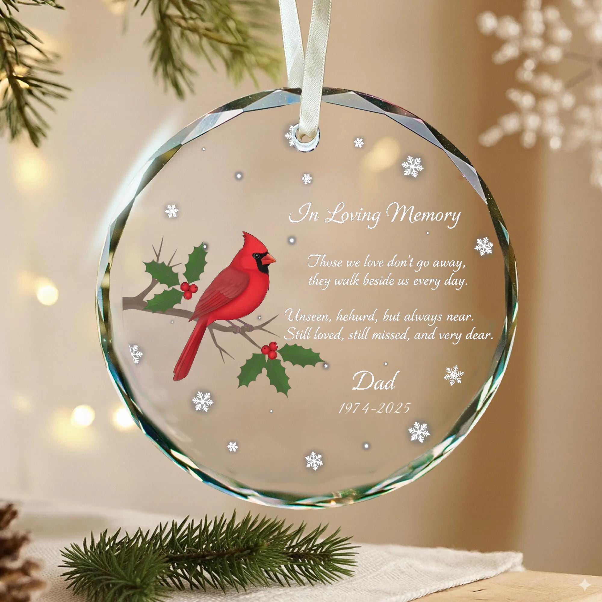 Personalized in Memory Cardinal Ornament, Custom Christmas Ornament for ...