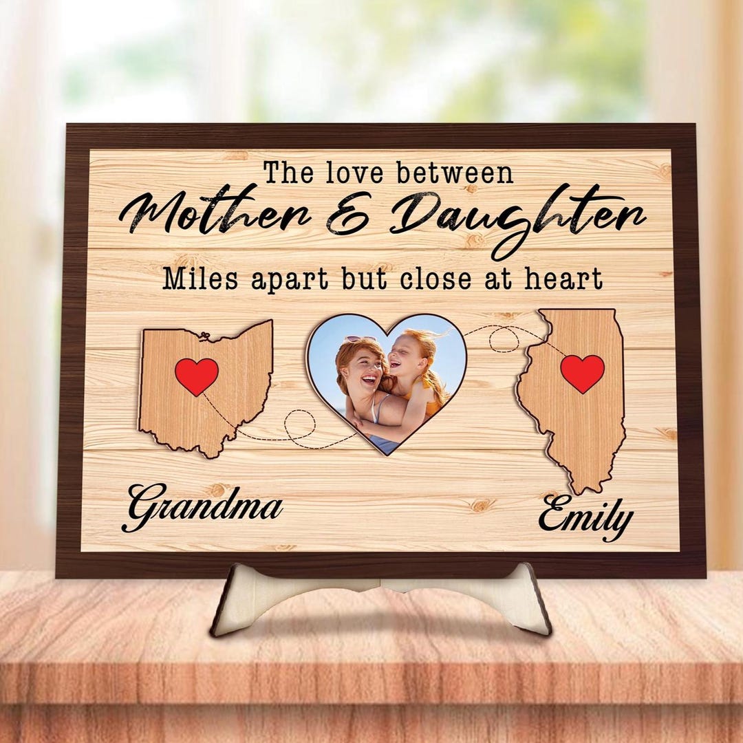 Daughter Sign Personalized Mother & Daughter Miles Apart but Close at Heart Wooden ...