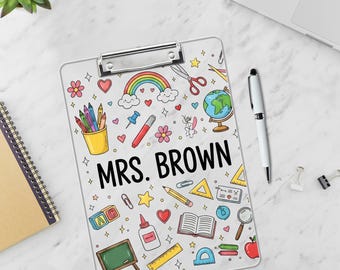 Personalisierte Lehrer Zwischenablage, benutzerdefinierte Schulbedarf Design, Geschenk für die Wertschätzung des Lehrers, Schulanfanggeschenk, Namensgeschenke für den Lehrer