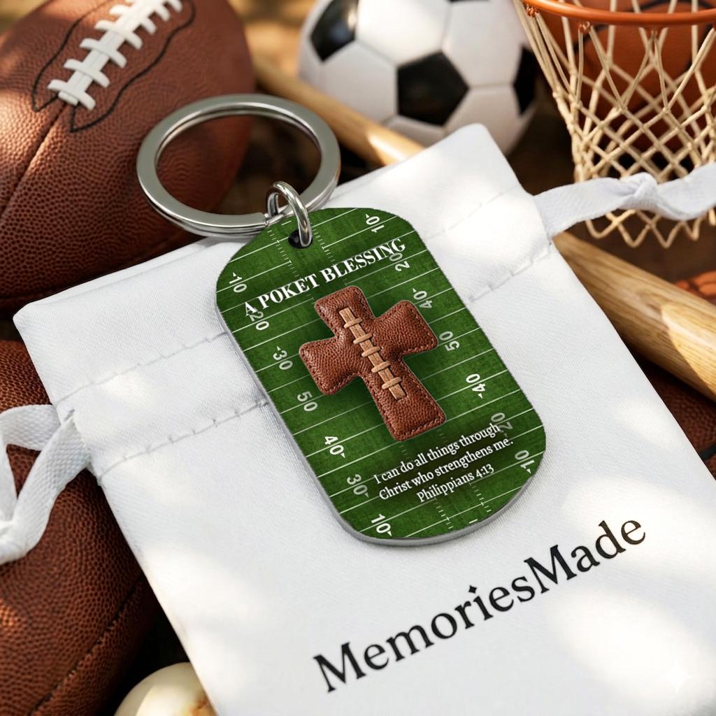 Sports Cross Pocket Blessing Keychain