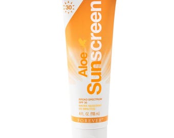 Protector solar Forever Aloe FPS 30 de 4 oz, hidratante de amplio espectro y protección con zinc