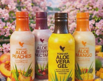Aloe Vera Gel Drink 4 Pack, Sugar Free Detox Juice, Digestive Support Supplement