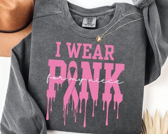 Custom Pink Ribbon Breast Cancer AwarenessComfort colors Sweatshirt Personalized cancer october we wear pink Sweater cancer survivor Gift