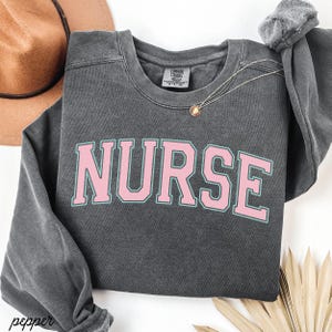 Comfort Colors Sweatshirt Retro Nurse Crewneck Nurse RN Long sleeve Nursing School Registered Nurse Shirt Nurse Graduation Gift Nurse Week