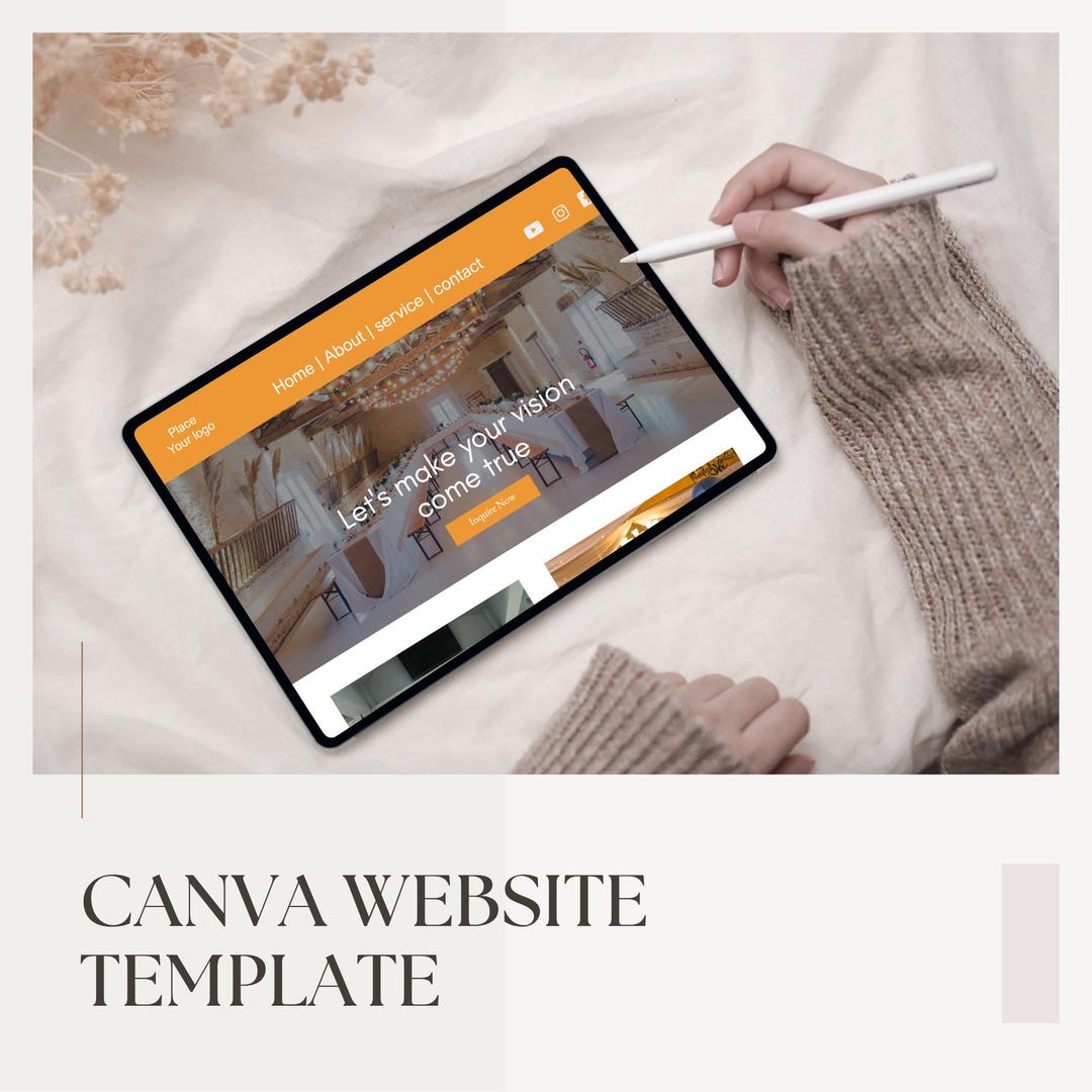 Editable Event Planner Website Canva Template for Wedding, Party