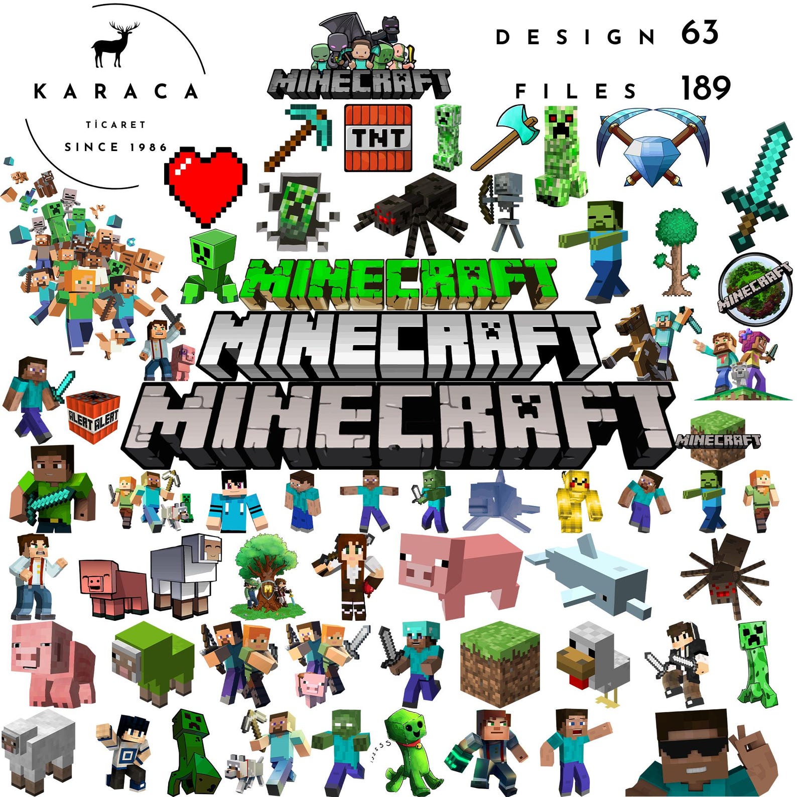 Block Game Style Characters SVG PNG PDF Bundle – Pixel Voxel Game ...