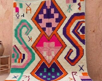 Colorful Moroccan Rug – Handmade Berber Rug, Beni Ourain Vintage Style Carpet, Custom Rug